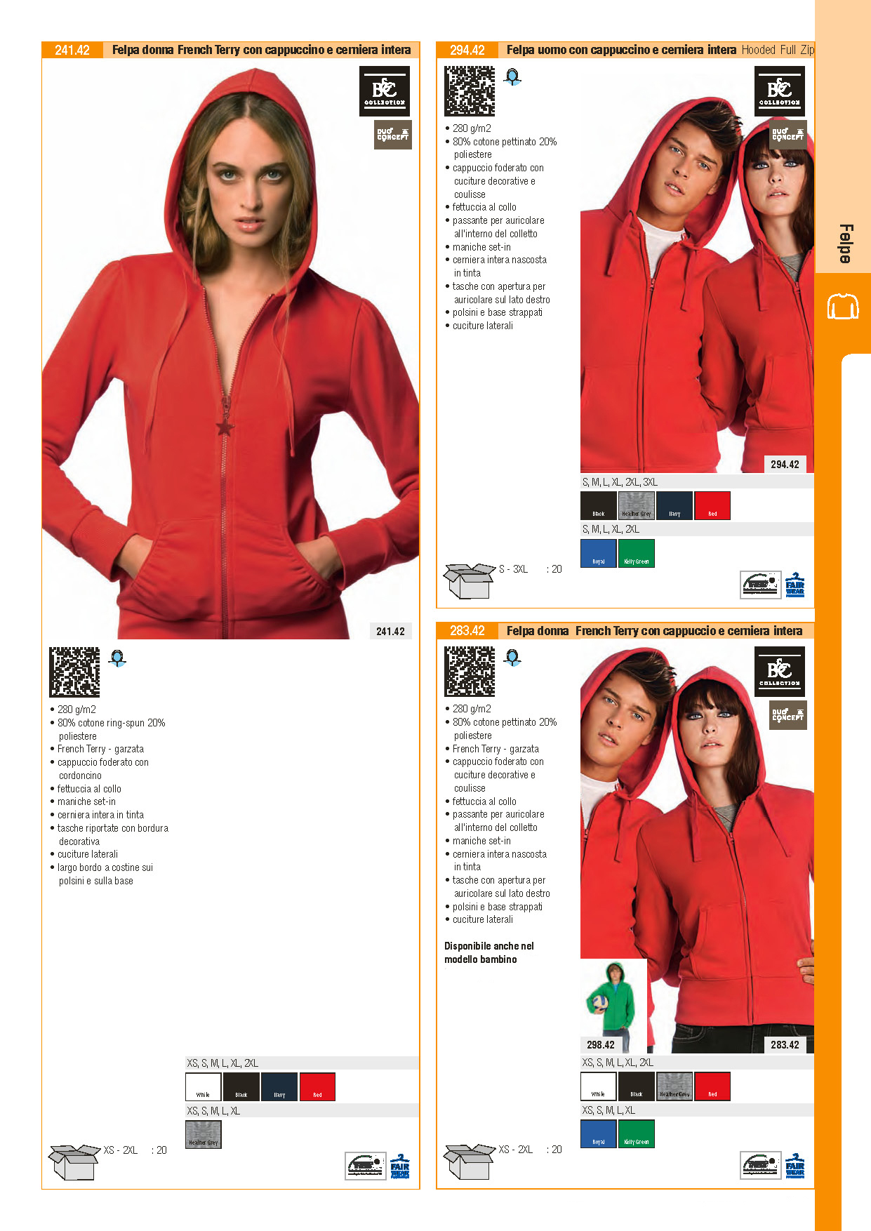 Felpa B&C French Terry con cappuccio e cerniera