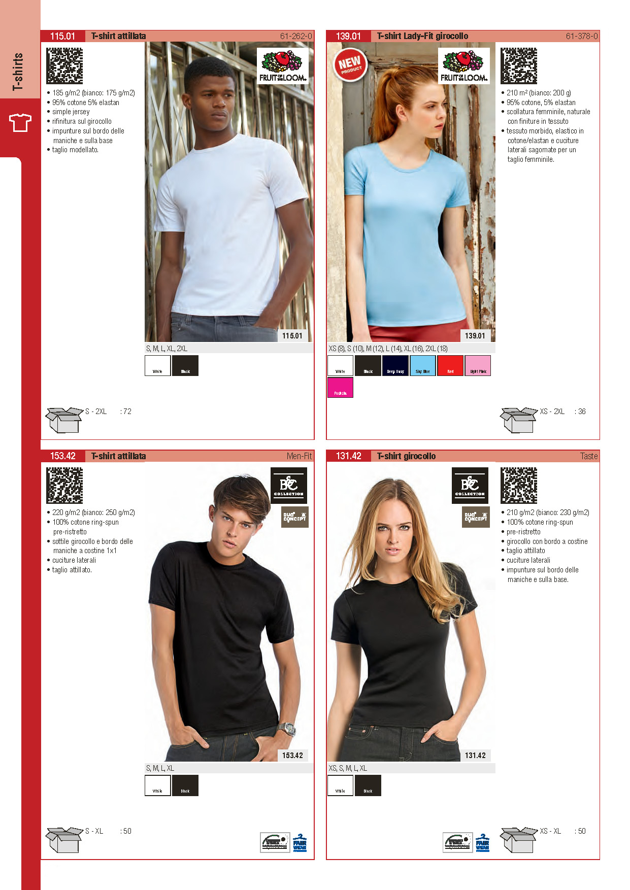 Tshirt attillata Fruit Of The Loom, Tshirt attillata B&C