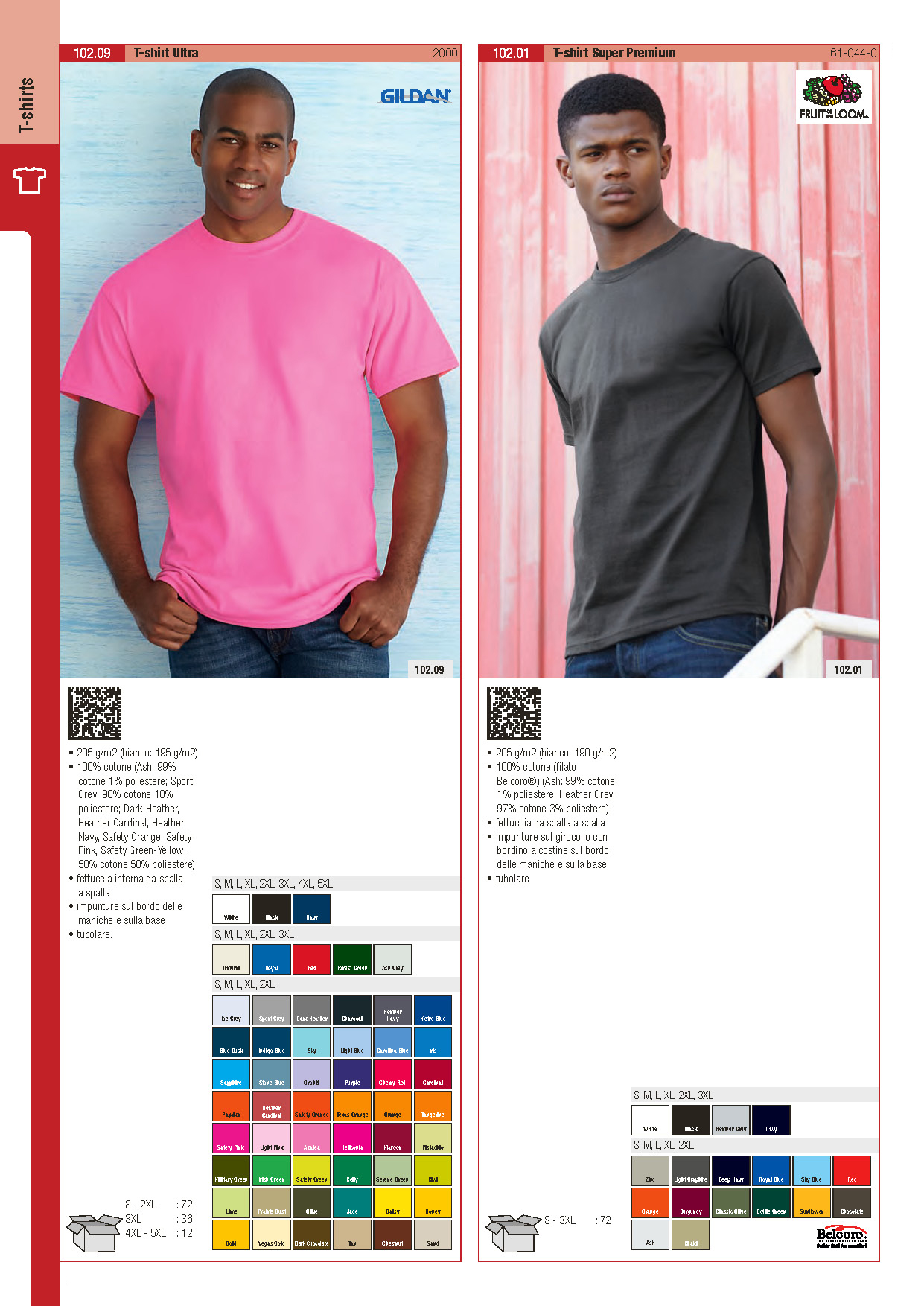 Tshirt Gildan 2000, Tshirt Fruit Of The Loom Super Premium