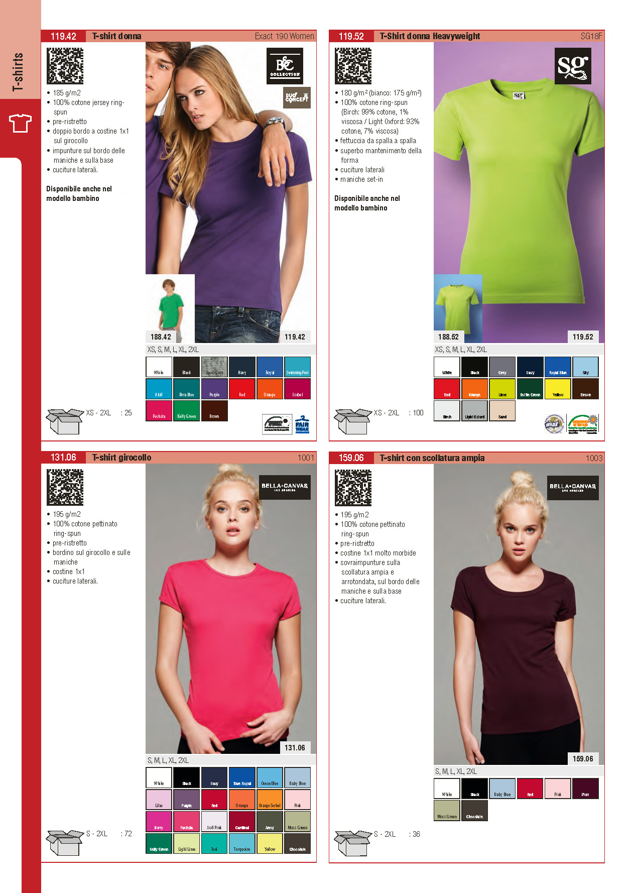 Tshirt B&C Exact 190, Tshirt SG 18F, Tshirt Bella Canvas 1001, Tshirt Bella Canvas 1003