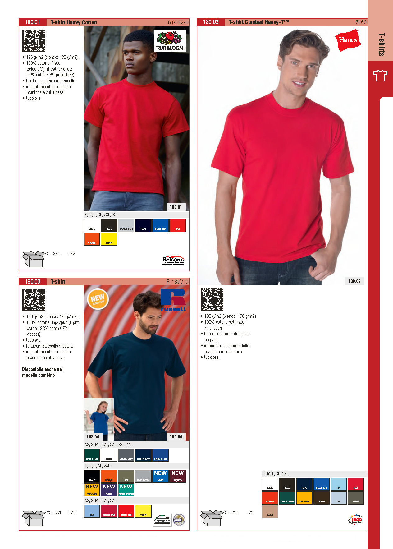 Tshirt Fruit Of The Loom Heavy Cotton, Tshirt Hanes 5160, Russell R180M