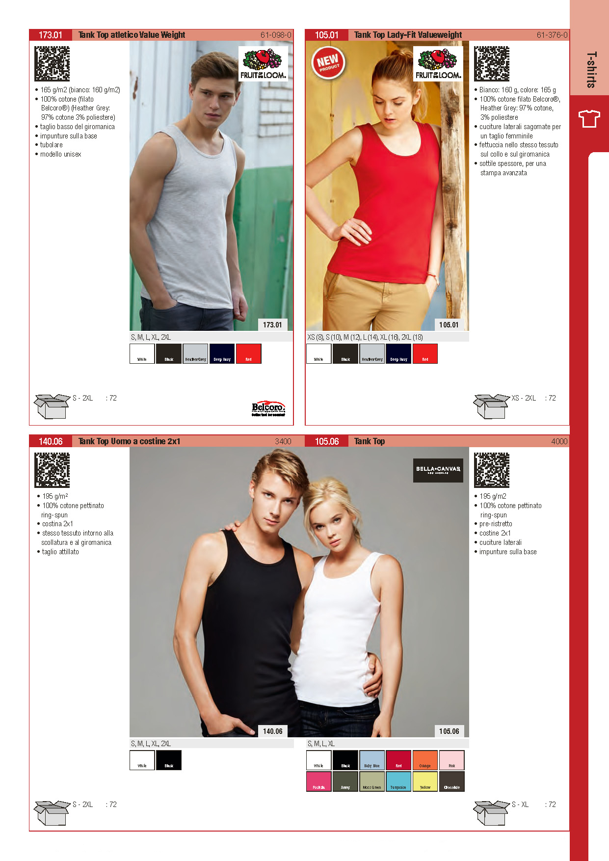 Canotta Tank Top Fruit Of The Loom, Canotta Tank Top Bella Canvas