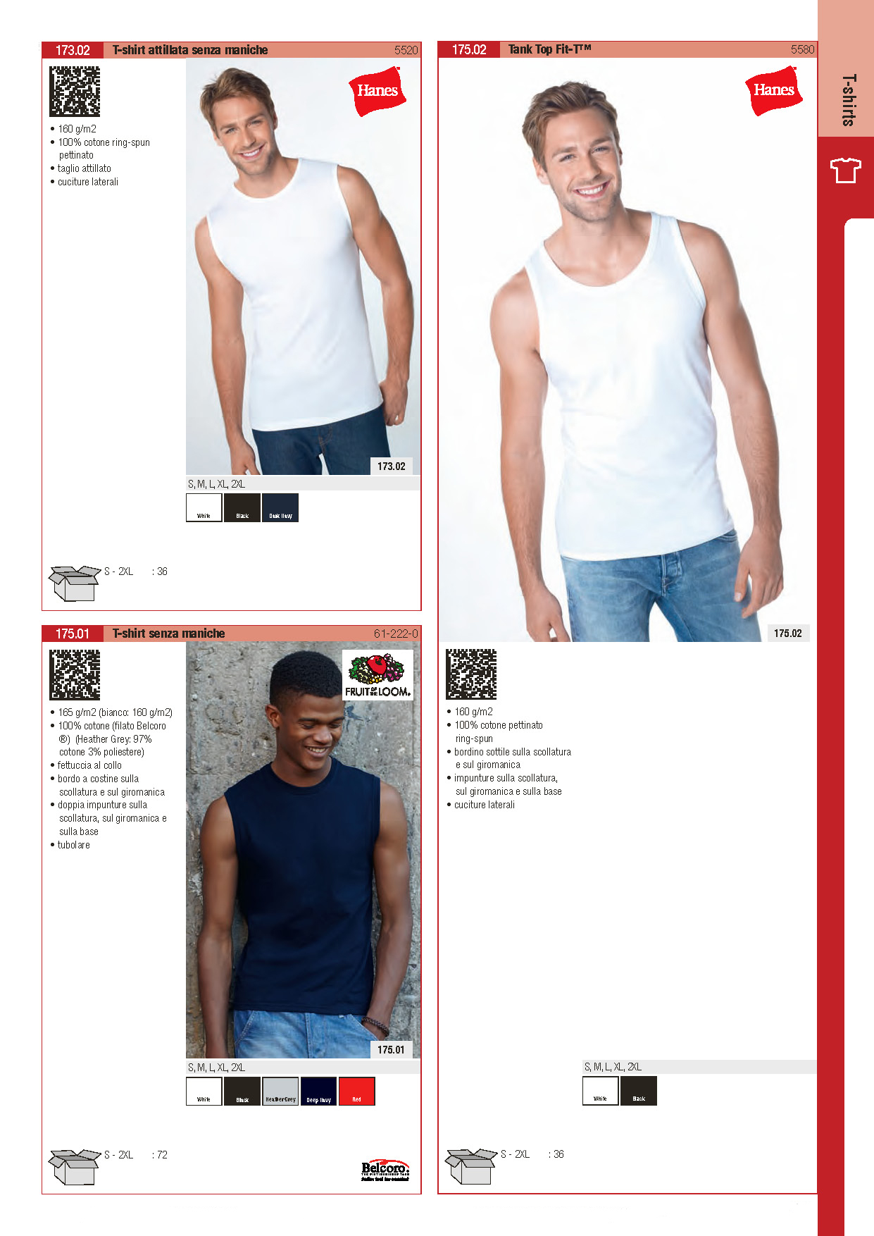 Tshirt Hanes 5520 senza maniche, Tshirt senza maniche Fruit Of The Loom, Tank Top Hanes 5580